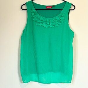 Elle Vibrant Emerald Green Sleeveless Blouse - Size: Large
